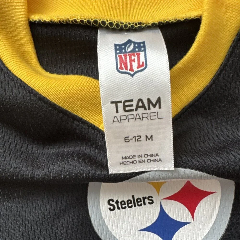 Pittsburgh Steelers Baby Short Sleeve Jersey Bodysuit Size 6-12 M